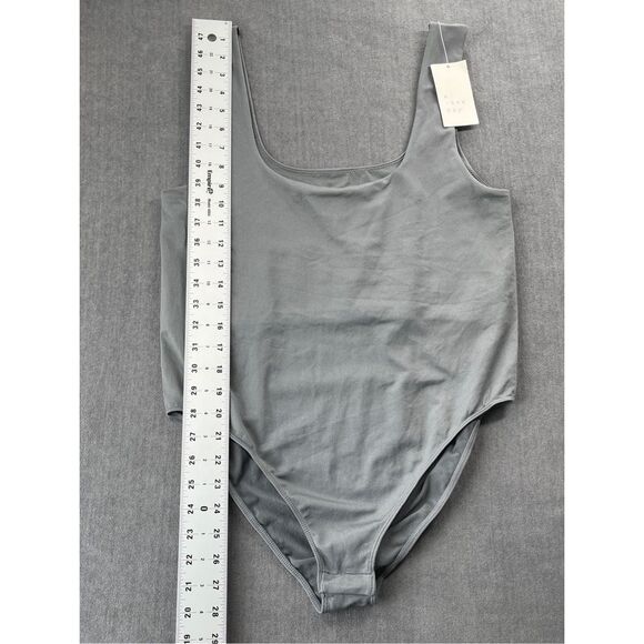 A New Day Scoop Neck Bodysuit Womens XL Gray Minimalist Basic‎ Layering Capsule - Picture 6 of 8
